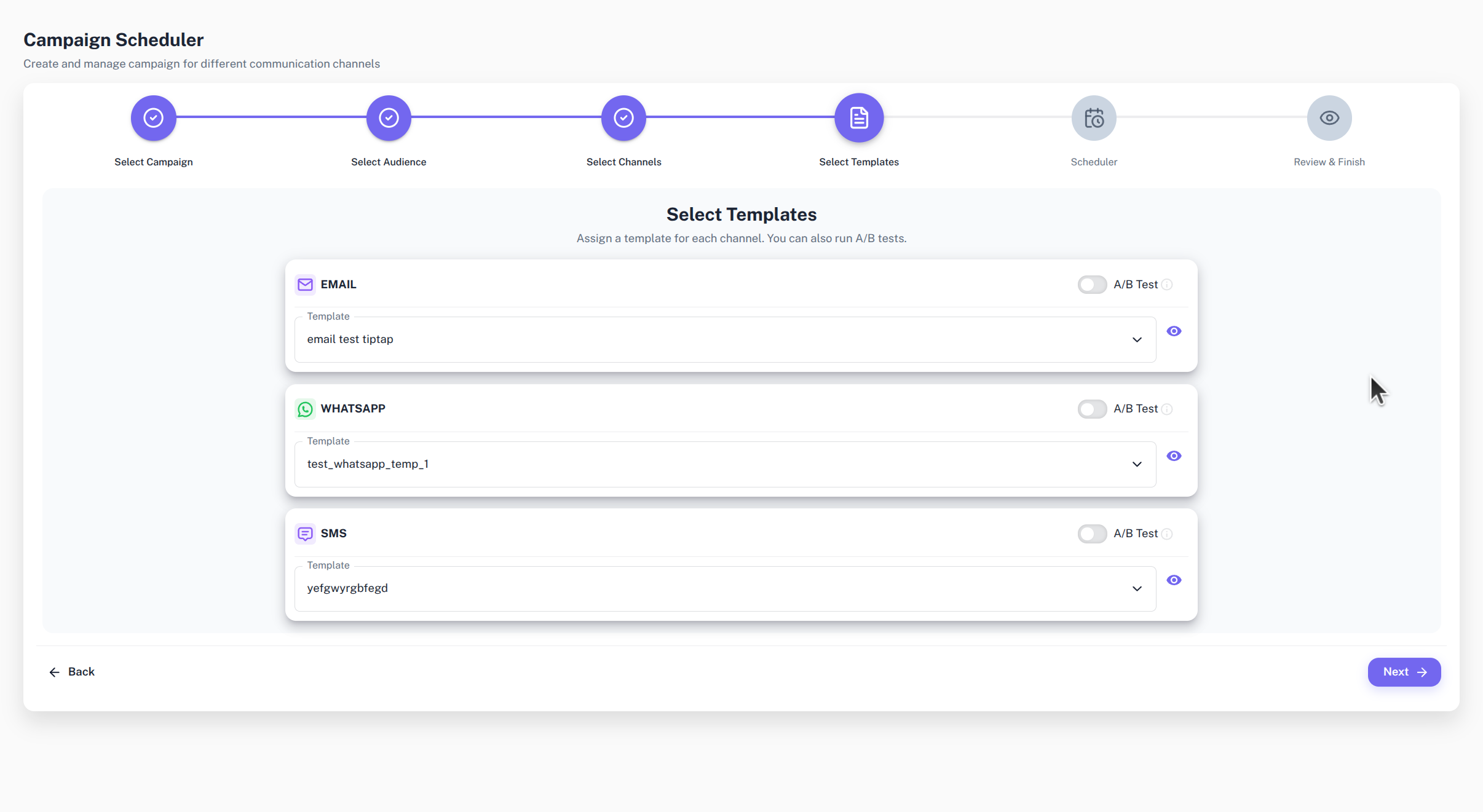 select templates